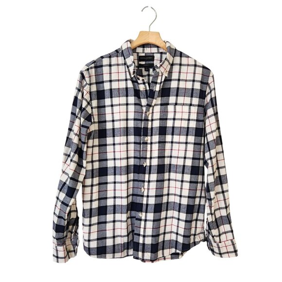 Banana Republic Other - Banana Republic Men's Untucked Fit Plaid Long Sleeve Shirt Navy/Red/White Casual